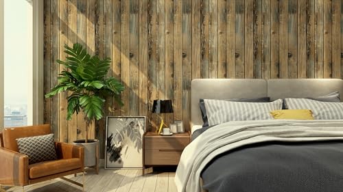 ICYEHAO Selbstklebende Tapete Holzoptik, 44.5 x 500 cm Holz Klebefolie Vintage Tapete Holzstreifen Holztapete Klebefolie Möbel Möbelfolie… – Ansicht 5