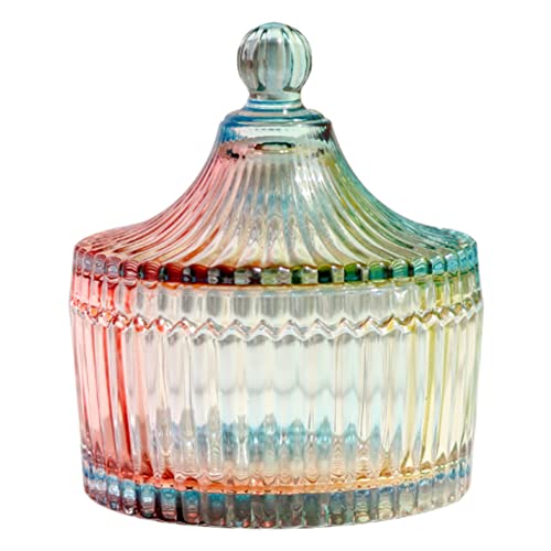 SELLONWANELO Fashion Transparent Glass Cotton Swab Box Jewelry Storage Box Cotton Swab Cosmetic Cotton Box ?Multicolor?