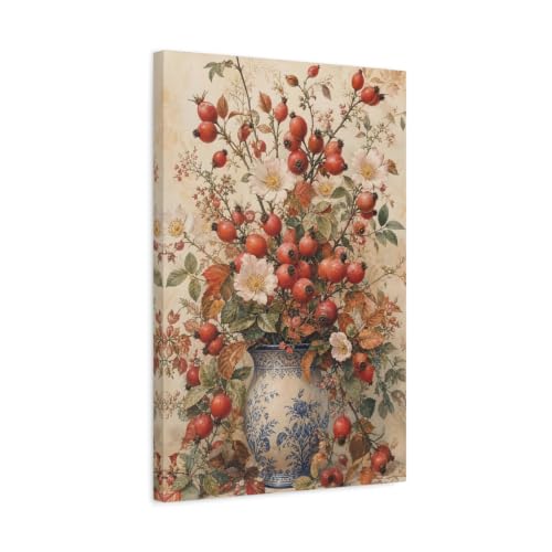 Impression sur toile vase de roses d'automne style galerie 40x60cm