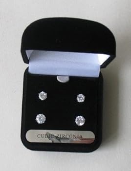 Office Product Cubic Zirconia earrings Rhodium Plating size 5 mm 6 mm Book