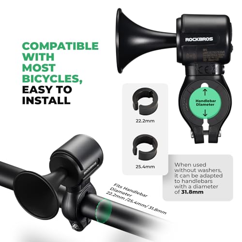 ROCKBROS Electric Bike Horn, Findmy Anti Loss Device, 120dB Bike Horn Alarm,IPX5 Waterproof Bicycle Horns for Mountain/Road/Folding/Electric Bikes