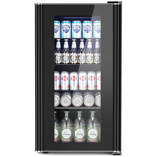 Image of Antarctic Star Beverage Refrigerator - Mini Fridge for Soda Beer or Wine,Small Drink Dispenser, For Office or Bar with Adjustable Removable Shelves,Convertible Door (3.2Cu.ft)