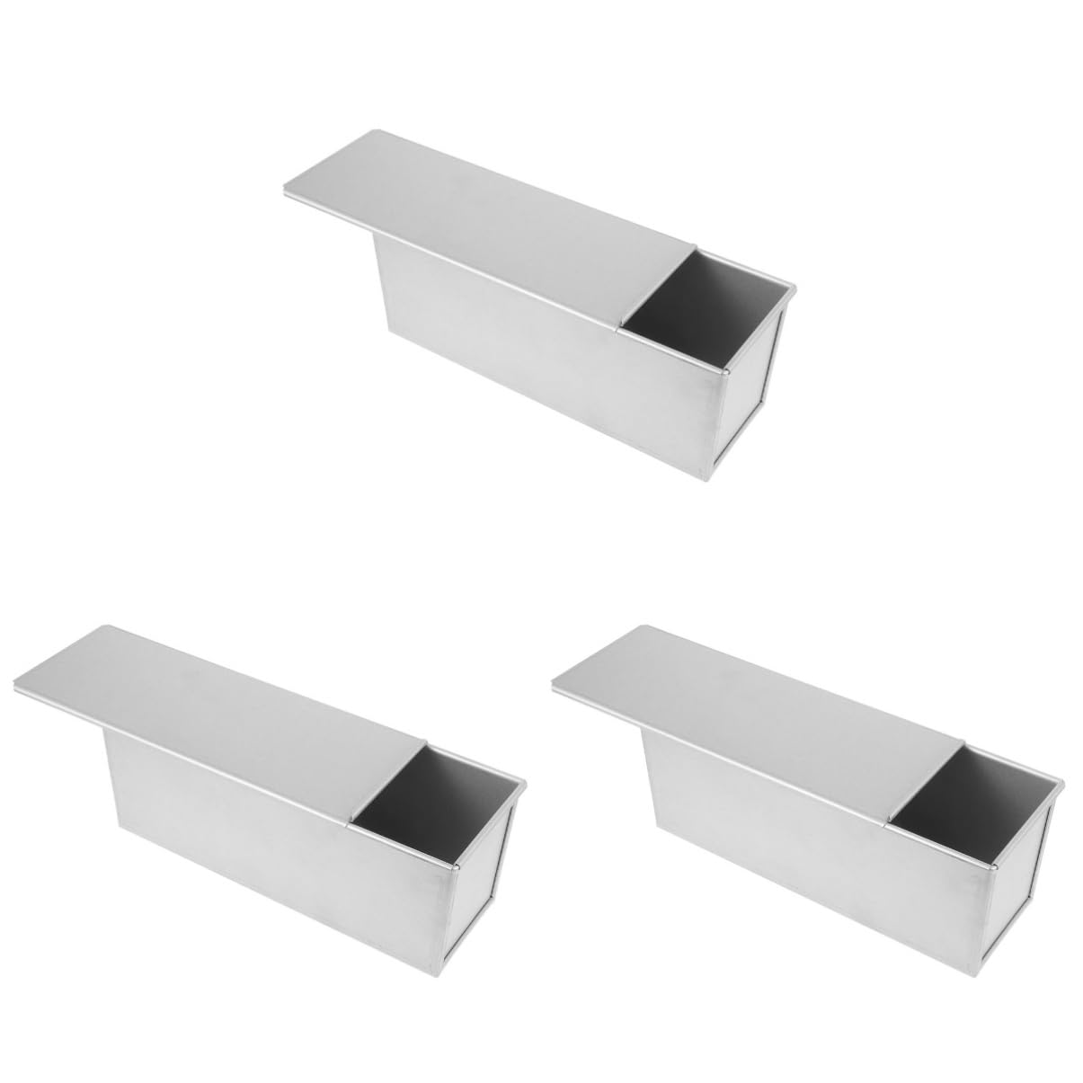 Ciieeo 3 Piezas molde para pan tostado molde para pan antiadherente moldes para hornear pan con cubierta Molde de torta bandeja para hornear bandeja de pan control deslizante