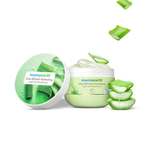 Image of Mamaearth Aloe Refresh Hydrating Light Gel Moisturizer with Aloe Vera & HA 200g | Long-lasting Non-sticky Hydration | Oil-free, Lightweight & Quick-absorbing |Free from Harmful Chemicals |Soothes Skin