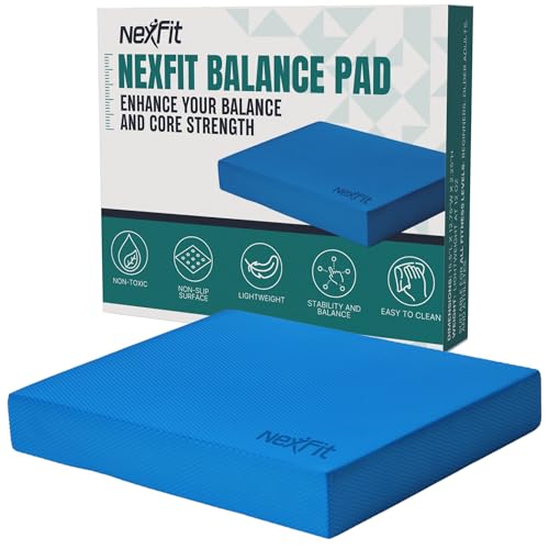 NexFit High-Density Balance Pad - Durable TPE Foam Balance Pad Physical Therapy , Foam Exercise Pad with Non-Slip Surface, Lightweight for Home & Gym Workouts, Core Strength & Balance Enhancement (Blue)