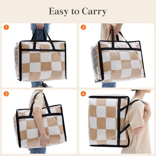 Lifewit 4 Pack Clear Plastic Storage Bags, 40L Foldable Clothes Storage Boxes Wardrobe Organizer Moving Bags with Reinforced Handle for Loft Wardrobe for Bedding Clothes Blanket Duvet