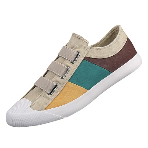 Generisch Zapatillas bajas de lona para hombre, zapatillas de lona bajas, zapatos informales, cómodos, ligeros, transpirables, para hombre, Caqui E., 45 EU