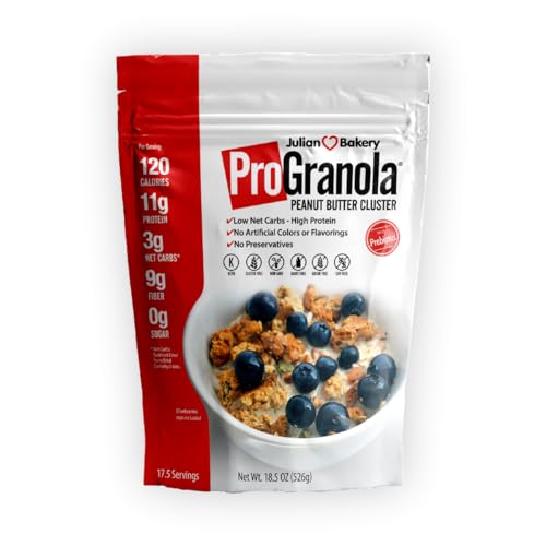 Julian Bakery® ProGranola® Cereal | Peanut Butter Cluster | 12g Protein | 2 Net Carbs | Gluten-Free | Grain-Free | 14 Servings