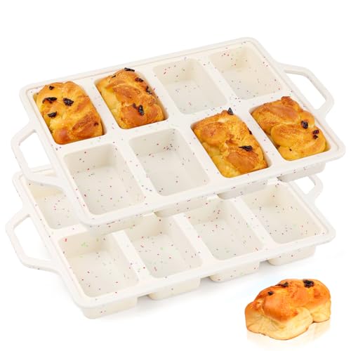 Comparison: Best Mini Loaf Pan 5 Vinino Silicone Mini Loaf Pans with Metal Reinforced Frame-2 Pack, Non-stick Silicone Bread Pan for Baking 8-Cavity, Tiny Banana Bread Set, Dishwasher Safe Brownie Pan-Cream