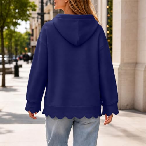 Womens Scalloped Pullover Hoodie Scalloped Oversized Sweatshirt Y2k - image 6