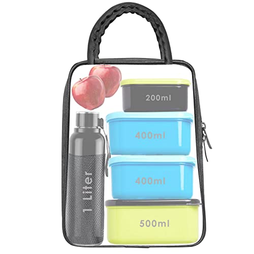 Image of LOREM Blue Color Picnic,Travel, Lunch, Tiffin, Storage Bag Leakproof Hot /Cold for Girls Boys Men Women Unisex, Office, College & School