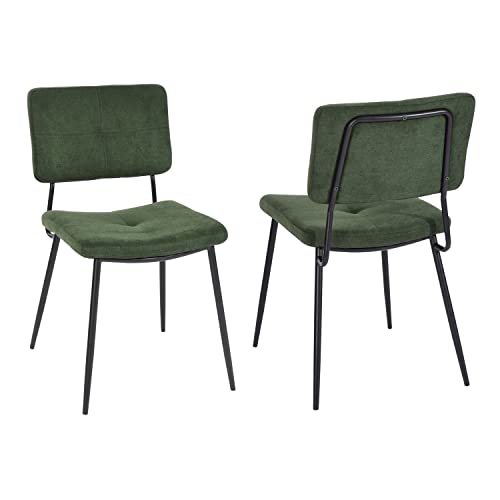 Meuble Cosy Lot de 2 Chaises de Salle à Manger Rétro Fauteuil Assise Rembourrée en Tissu Pieds en métal pour Cuisine Salon Chambre Bureau Vert, 59,5x45x82cm