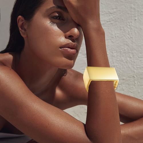 YBMYCM Wide Cuff Chunky Gold Bracelets for Women Open Cuff Bangles Bling Rhinestone Wrist Cuff Bracelets for Women as Gifts2