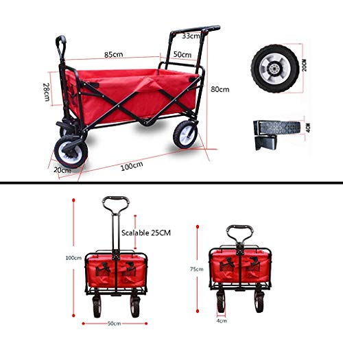 Zusammenklappbarer Gartenwagen, robuster Wagen mit Überdachung, multifunktionaler Einkaufswagen für den Strand, Camping im Freien, mit 4 Rädern, Tragkraft: 150 kg – Bild 5