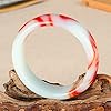 Oligage Genuine Natural Color Jade Bangle Red White Bracelet Charm Jewellery Fashion Accessories Carved Amulet Gifts for Women Her Men (Gem Color : 62-64mm) #2