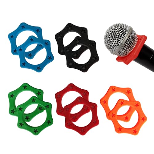 Hexagonal Anti-Roll Protection Ring for Handheld Wireless Microphone with Anti-Slip Sleeve, 10pcs