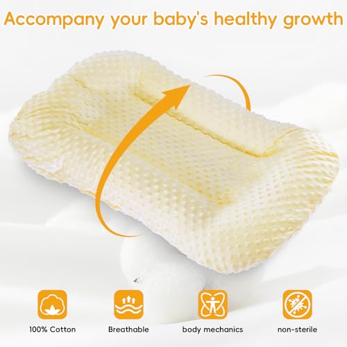 Image of Baby Lounger for Newborn,Baby Play Mat Tummy Time Soft and Breathable Cotton for Playtime & Learnning,Babies Essentials Gifts Home Travel 0-12 Months(Yellow Bean)