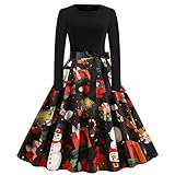 ワンピース クリスマス レディース women dress サンタコスプレ イベント コスチューム 長袖 パーティードレス 衣装 aライン 大きいサイズ ロングドレス 大人 クリスマス仮装 お呼ばれ 文化祭 演劇服装 雪 フレアワンピース 膝丈スカート ブラック/M[Chenyoulan]