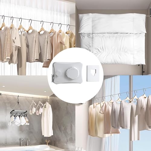 Corde à linge rétractable d'intérieur multifonctions compacte et solide pour appartement