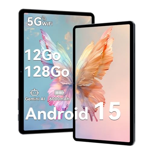 TABWEE 10 Pouces Tablette Android 15, 12Go RAM+128Go ROM(TF/2To), Tablette Tactile, 5G WiFi, Tablettes PC 1280 * 800, Bluetooth 5.0, Double caméra, 6000 mAh, GPS,