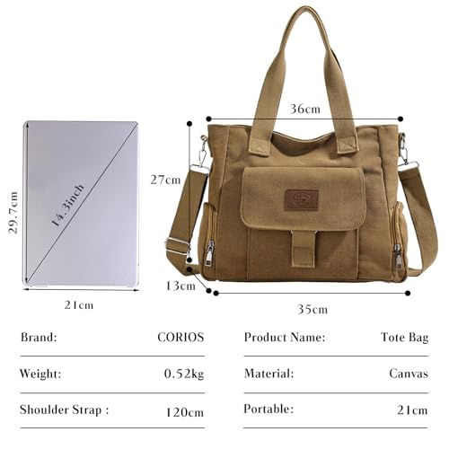 Women Canvas Crossbody Bag Large Capacity Shoulder Bag Handbag with Multiple Pockets Casual Top Handle Bag Tote Bag3