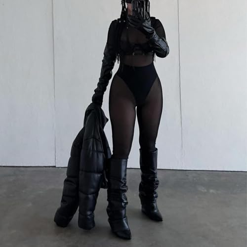 Yishaweiqi Slouched Ruched Fold Over Boots for Women Covered Wedge Heel Patent Leather Knee High Boots Wide Calf Pointed Toe Casual Boots2