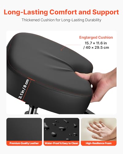Image of VEVOR Ergonomic Kneeling Chair with Backrest & Wheels, Mobile X-Shaped Posture Knee Chair with Adjustable Height & Thick Foam Cushions, Relief for Neck or Back Pain for Home, Office, Meditation, Black