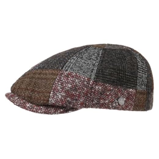 Lierys Delico Patchwork Flatcap Cap Patchwork Wool Blend Made in EU Unisex Autumn Winter Brown XXL (62-63 cm)