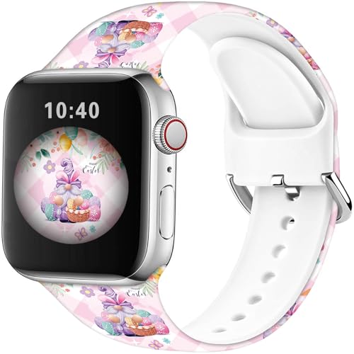 Hepsun Compatible with Apple Watch Band 38mm 40mm 41mm 42mm(Series10),Soft Silicone Strap Compatible with iWatch 42mm (Series 3 2 1) 45mm 46mm 49mm. (Easter Pink Eggs, 38mm/40mm/41mm/42mm(Series10)) by Hepsun - Used condition - Image 2