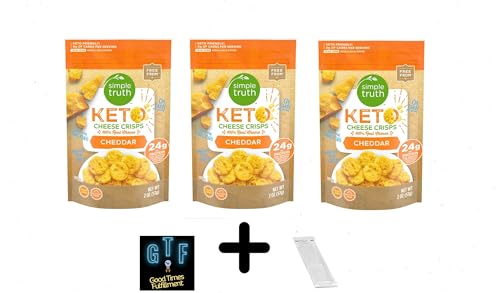 Simple Truth - Keto Cheese Crisps - Cheddar - 3-Pack. Plus GTF Sticker & Spearmint Gum Stick