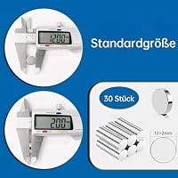 Koboko 30 Stück Neodym Magnete,12×2mm Magnet Selbstklebend Stark,Neodym Magnete Extra Stark,Selbstklebende Magnete,Neodym Magnet Selbstklebend für Magnettafel Kühlschrank – Ansicht 2