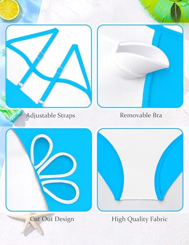 Image of Girls Swimsuit Adjustable Straps Cut Out One Piece Bathing Suit with Solid Color Cover Up Skirt Girls' Swimwear 5-16Y