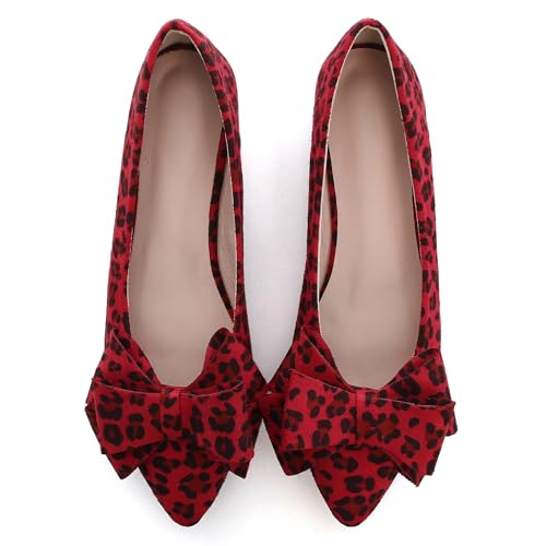 Image of SAILING LU Womens Bowknot Ballet Flats Pointy Toe Suede