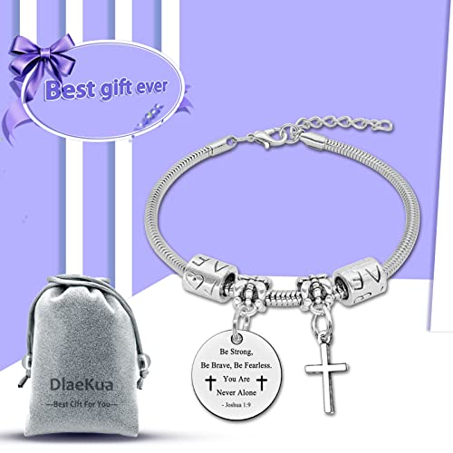 Image of DlaeKua Faith Bracelets for Women Bible Verse Jewelry Gifts Inspirational Religious Gifts Stainless Steel Bracelet Jewelry Joshua 1:9 Christian Prayer Gift Birthday Gift for Her