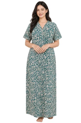 Image of Bahumaan Pure Cotton Nighty for Woman | Floral Gown for Women Nightwear with Pocket | Cotton Nighty for Women Stylish | Maxi for Women Cotton