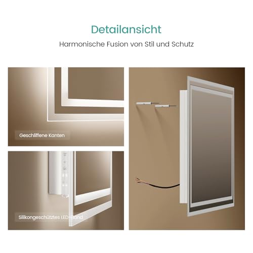 EMKE LED Badspiegel mit Beleuchtung 80x60cm, Anti-Beschlag-Funktion – Ansicht 6