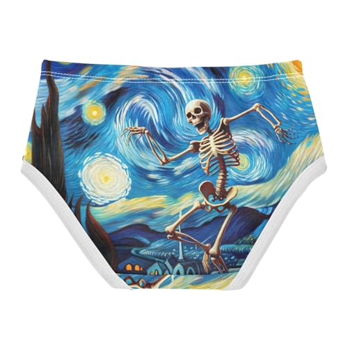 Girls Underwear Toddler 2t Cotton Panties for Girl Funny Briefs Underpants Funny Skeleton Dance Starry Night2