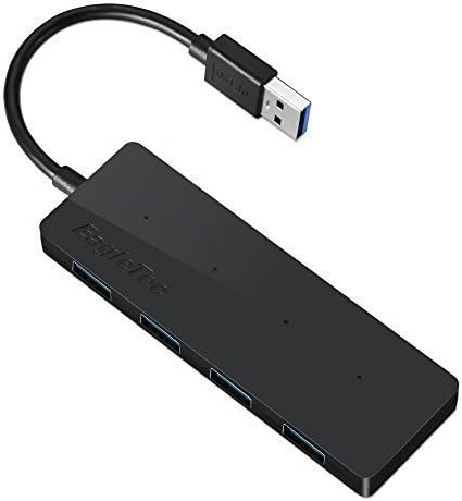 EagleTec HUB3639 USB 2.0, 4 Port Hub, Ultra Slim Compact USB Hub for Laptop PC Computer (Black)
