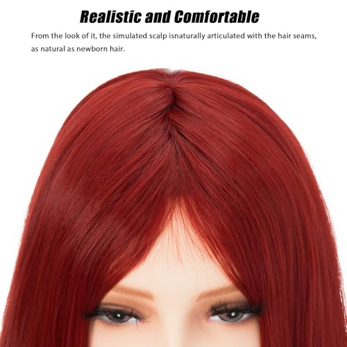 Image of Rose bud Hair Cosplay Wig Long Red Wigs with Fringe for Women 40 Inches Straight Wig for Costume Halloween Cosplay Sally