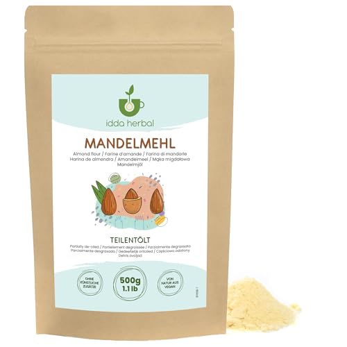 IDDA Herbal Mandelmehl 500g rohe Mandeln gemahlen glutenfreies Mehl ideal zum Keto-Backen