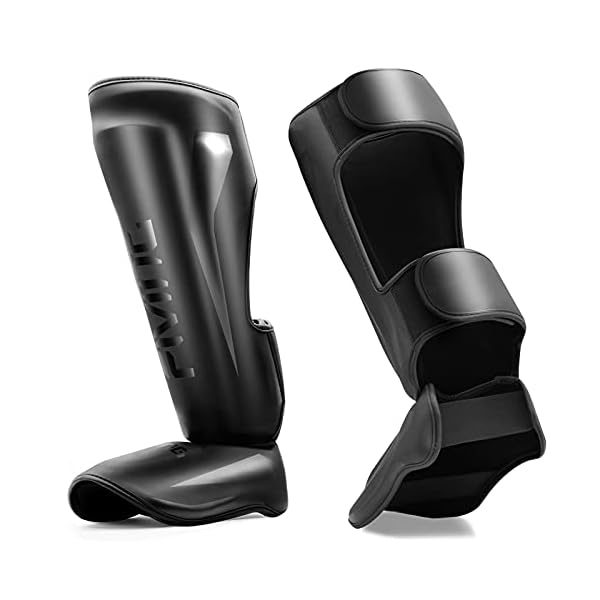 FIVING-MMA-Martial-Arts-Shin-Guards--Padded-Adjustable-Muay-Thai-Leg-Guards-with-Instep-Protection-for-KickboxingMMA-Training-and-Sparring--Durable-Professional-MMA-Equipment FIVING MMA Martial Arts Shin Guards – Padded, Adjustable Muay Thai Leg Guards with Instep Protection for Kickboxing/MMA Training and Sparring – Durable, Professional MMA Equipment (Black, Large)