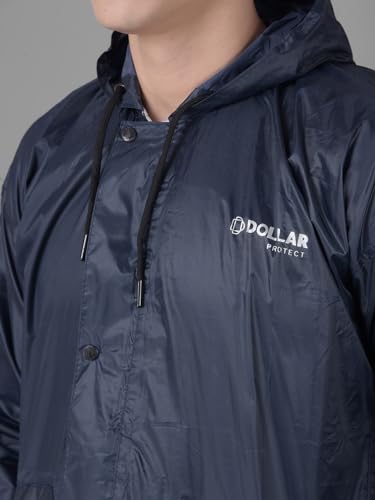 Image of Dollar Men's Waterproof PVC Raincoat Set | Zipper & Button Closure | Hood & Pocket | Full Sleeve Jacket Pant Rainwear Suit | Lightweight Leakproof Rain Protection for Outdoor, Biking, Riding
