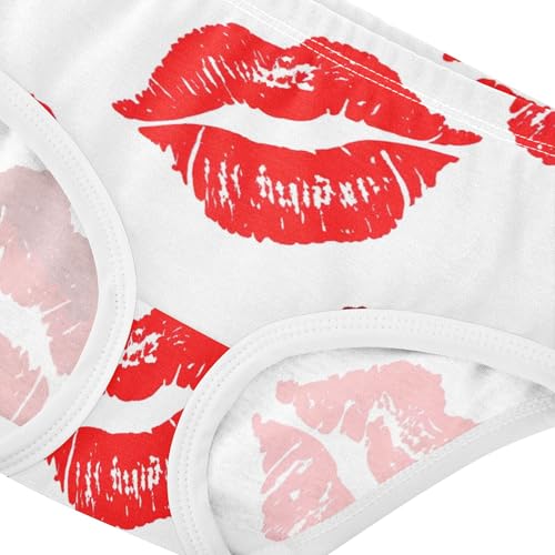 Designer Girls Underwear Toddler 2t Cotton Girl Panties Cute Red Kiss Marks White Underpants Briefs4