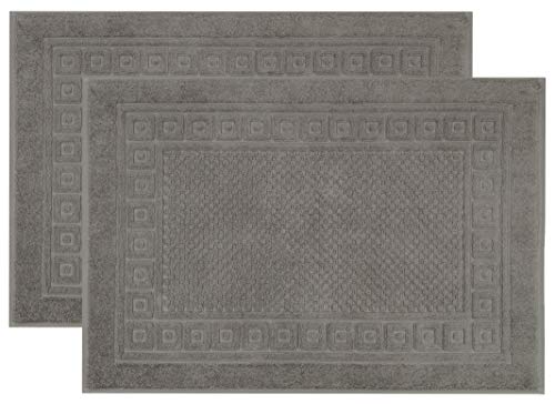 ZOLLNER 2er Set Badematte, Badteppich mit Waffelmuster ca. 50x70 cm, grau