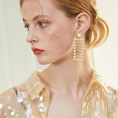 YUJIE Women's Chic Pearl Earrings Geometric Pearl Drop Earrings Pearl Dangle Earrings Jewelry2