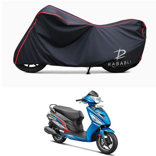 Image of Waterproof Bike Body Cover Compatible for | Hero Maestro Edge 110 | Taffeta Fabric, Red Piping Design, Bottom Elastic Fit | Dustproof, Sun UV & Rain Protection for All Bikes