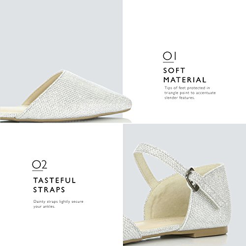 DailyShoes Women's Pointy Toe Flats D'Orsay Buckle Ankle Strap Casual Comfort Ballerina Ballet Flat Shoes - Image 3