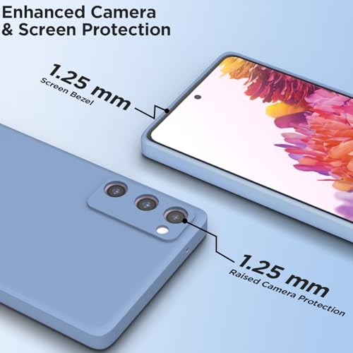 Image of Outlouders Back Cover for Samsung Galaxy S20 FE 5G | Camera Protection | Durable Soft Matte Silicone Bumper Case (Aqua Blue)