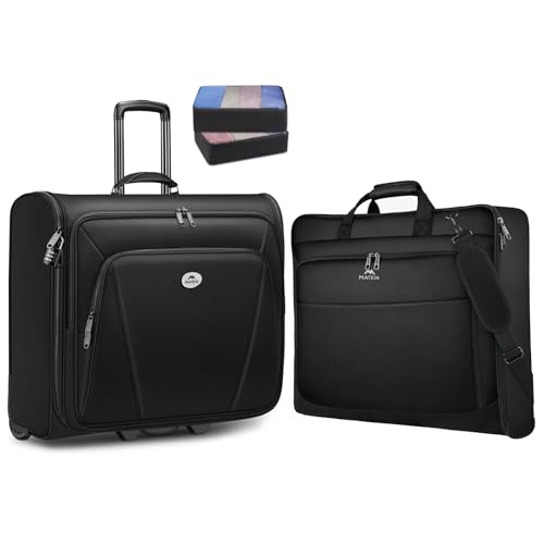 MATEIN Rolling Garment Bag with 2 Packing Cubes, Large Check-in Travel Garment Bags with 17.3 Inch Laptop Compartment, Wrinkle Free Wheeled Business Softside Suitcase Luggage for Men and Women, Black