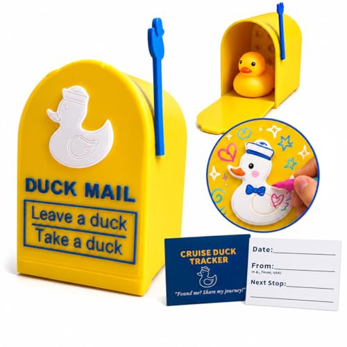 Duck Mailbox for Cruise Door 2026 Upgraded Magnetic Cruising Duck Mailbox with 7X Stronger Magnets & Easy-Open Latch Includes 1 Duck & 10 Duck Track Cards (Yellow)